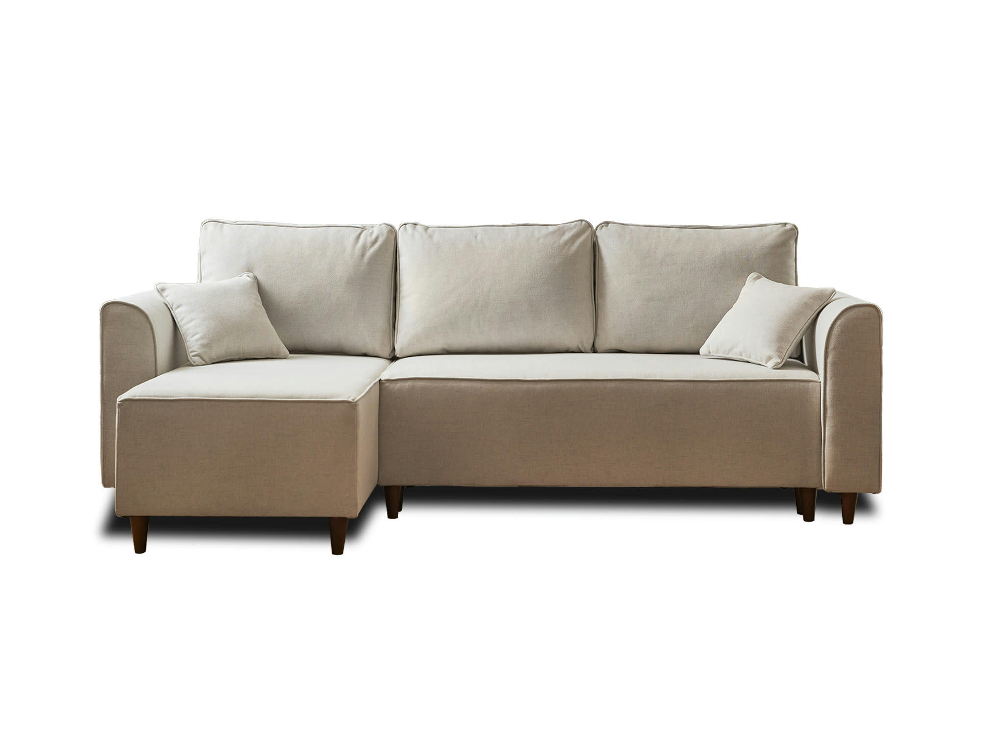 SAPHIR - Canapé d'angle réversible convertible 4 places en tissu beige