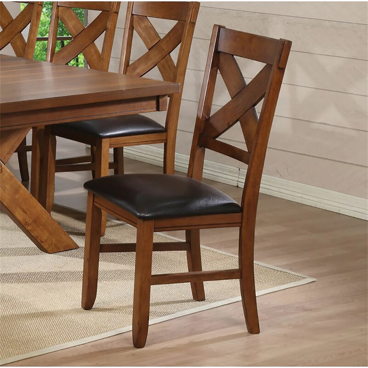 ACME Apollo Side Chair (Set-2) in Espresso PU & Walnut 70003