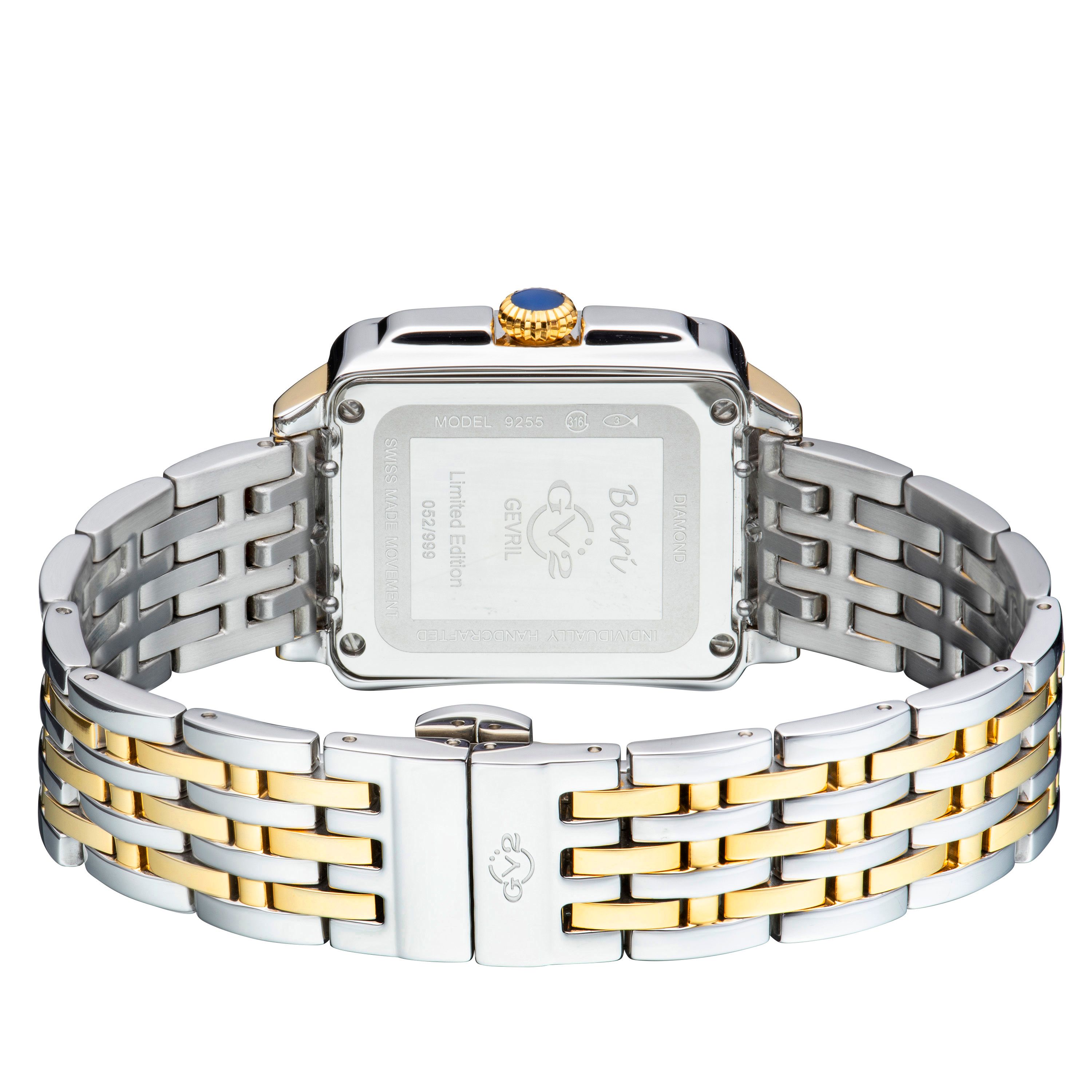 GV2 Bari Tortoise, Swiss Quartz Watch, White MOP Dial, 316L Stainless Steel 34 MM Sapphire Crystal