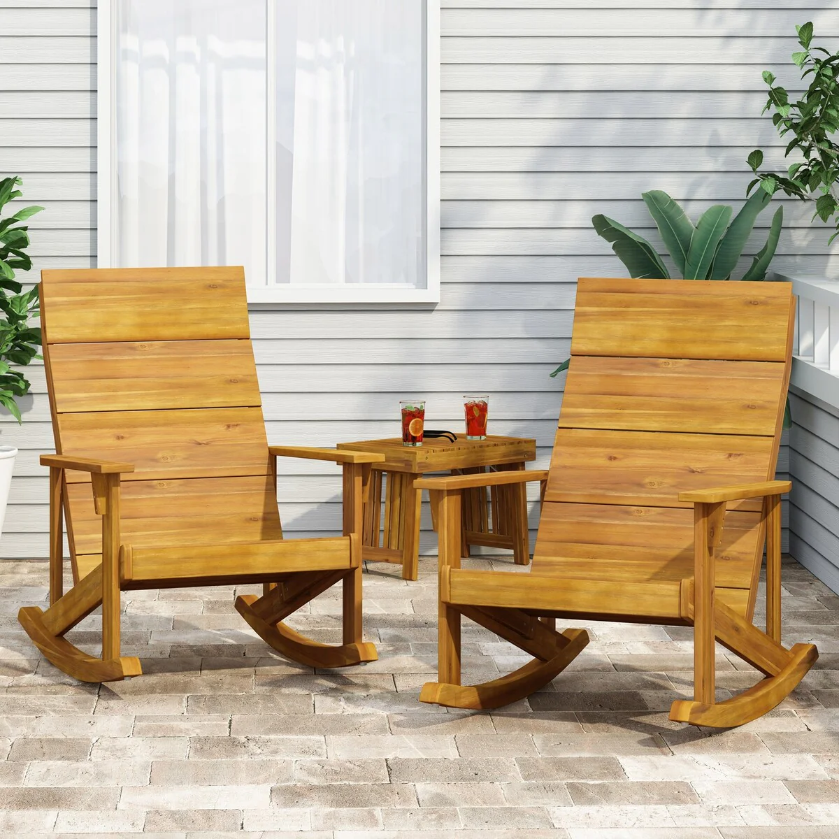 Wooden Outdoor Rocking Chair Adirondack（Set of 2）