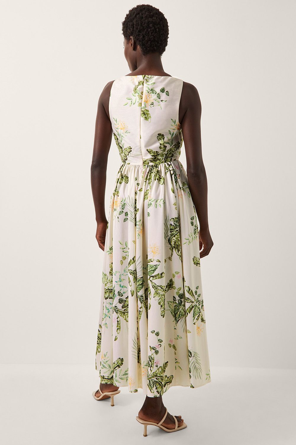 Monsoon Sicily Fit and Flare Midi Dress Cream