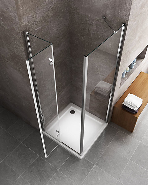 Douche pliante avec ouverture vers l'interieur et un paroi fixe H. 190 - 77,5-80 Fixe - 72,5-75 Porte