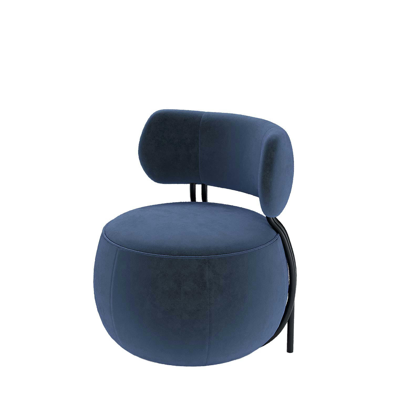 MIA - Fauteuil rond en velours bleu