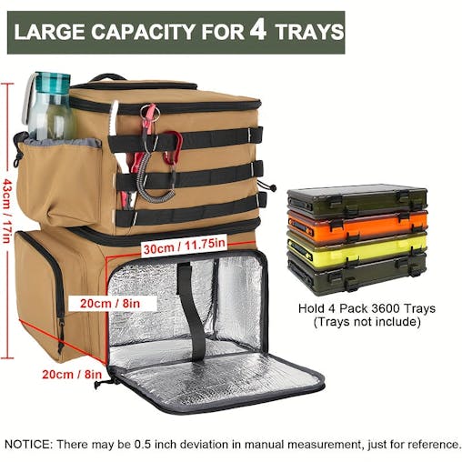 NNETM Fishing Tackle Backpack with Rod Holders & Cooler