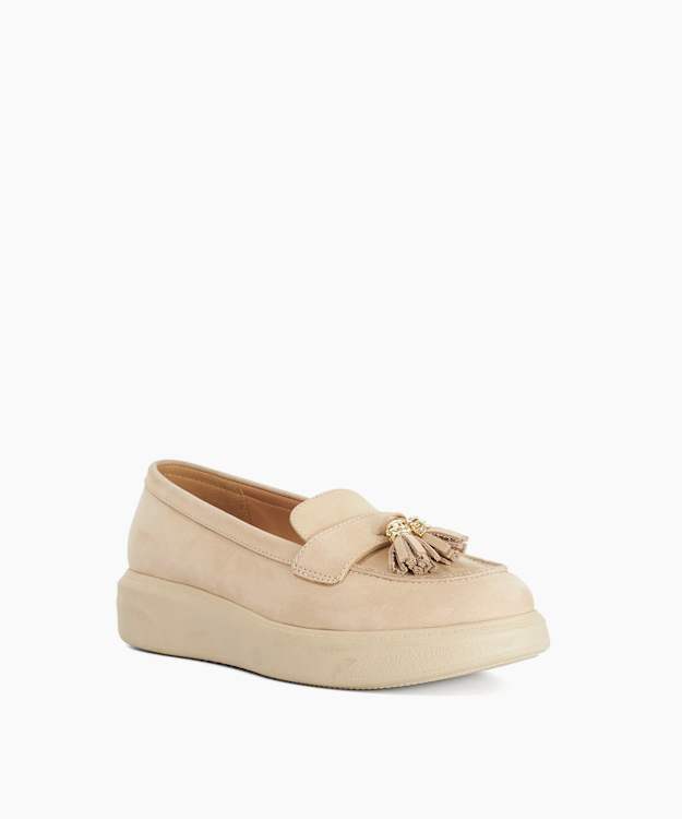 Glissade Ecru - Flatform Tassel Trim Loafers