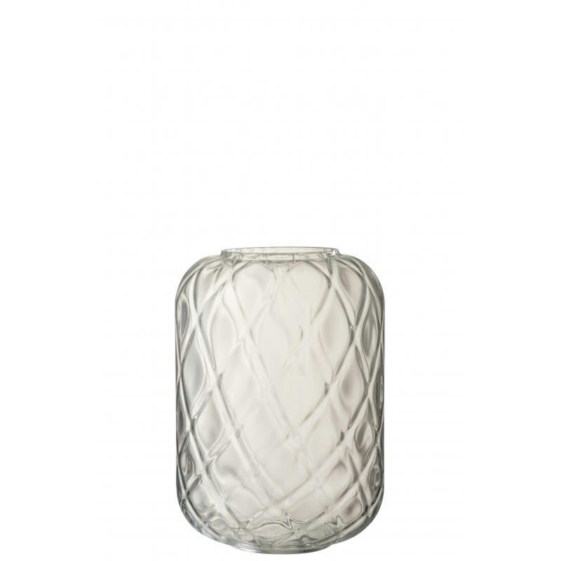- Vase avec strie en verre transparent 24x24x33 cm