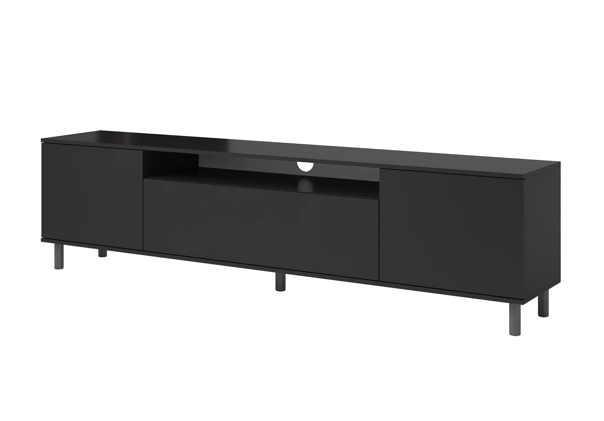 Szafka RTV Masimo 200cm czarna nóżki słupki