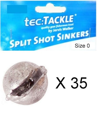 35 x Jarvis Walker 0 Split Shot Sinkers - Pre Packed 0 Split Shot Fishing Sinkers