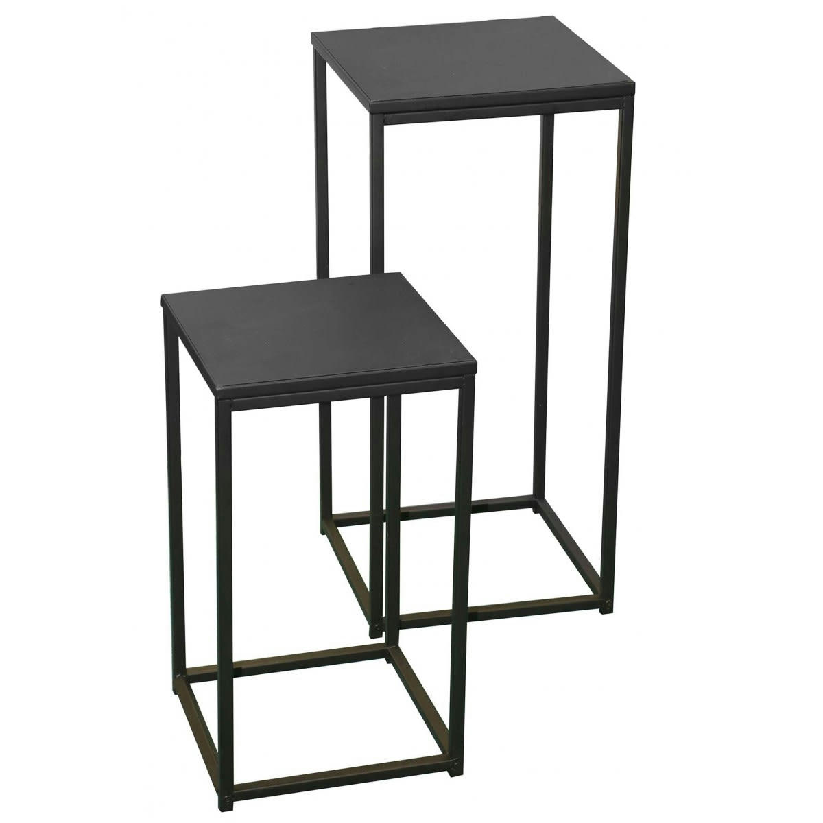 MADISON - Sellettes métal noir - Lot de 2