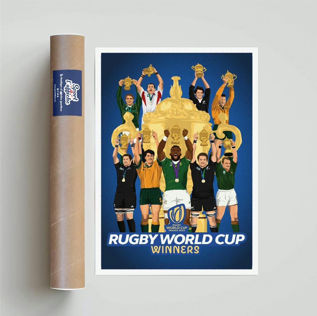 RUGBY - Affiche Coupe du Monde de Rugby Palmares 40x60 cm
