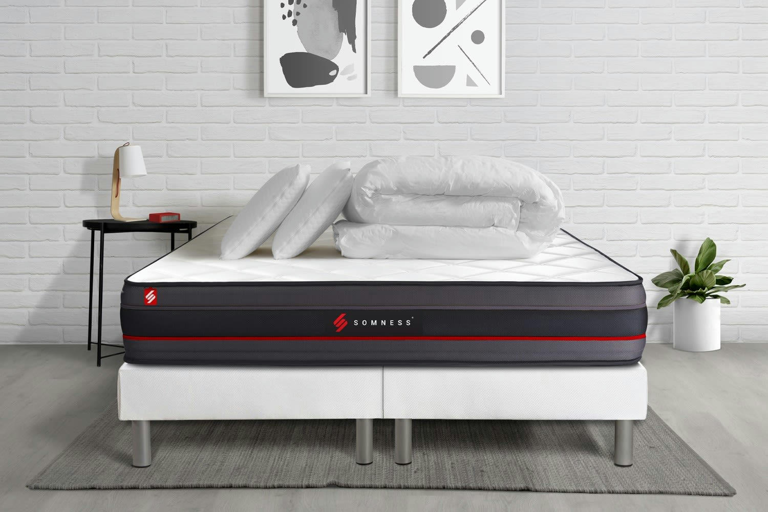 REGEN - Pack matelas sommier 180x200 oreiller couette