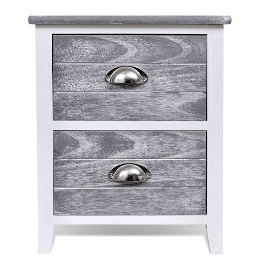 NNEVL Nightstand 2 pcs with 2 Drawers Grey and White