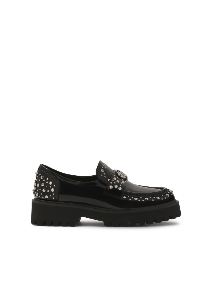 Black shoes with metal rivets