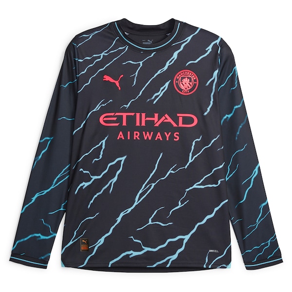 Manchester City Puma 2023/24 Third Long Sleeve Replica Custom Jersey - Navy