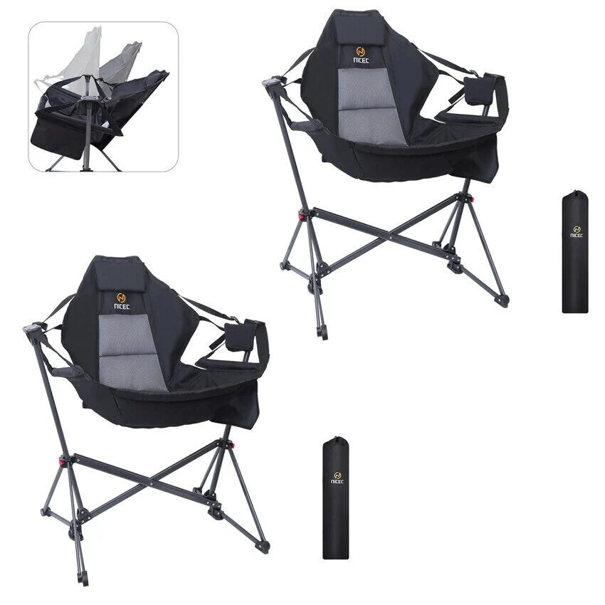 Hammock Camping Chair, Swing Chair, Folding Rocking Chair, Camping Chair, High Back with Stand, Cup Holder, Heavy Duty