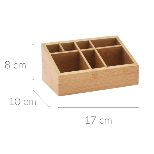 Organizer na kosmetyki bambusowy, naturalny, 17 x 10 x 8 cm
