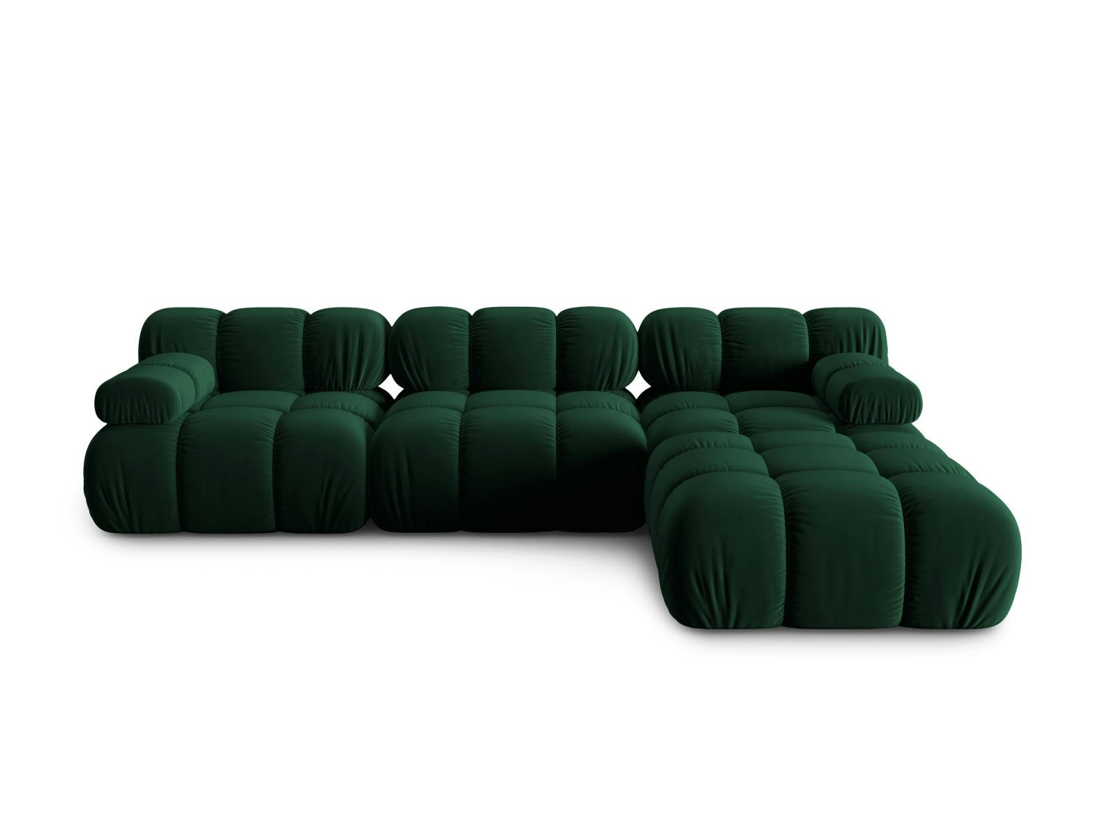 BELLIS - Canapé modulable 4 places en tissu velours vert bouteille