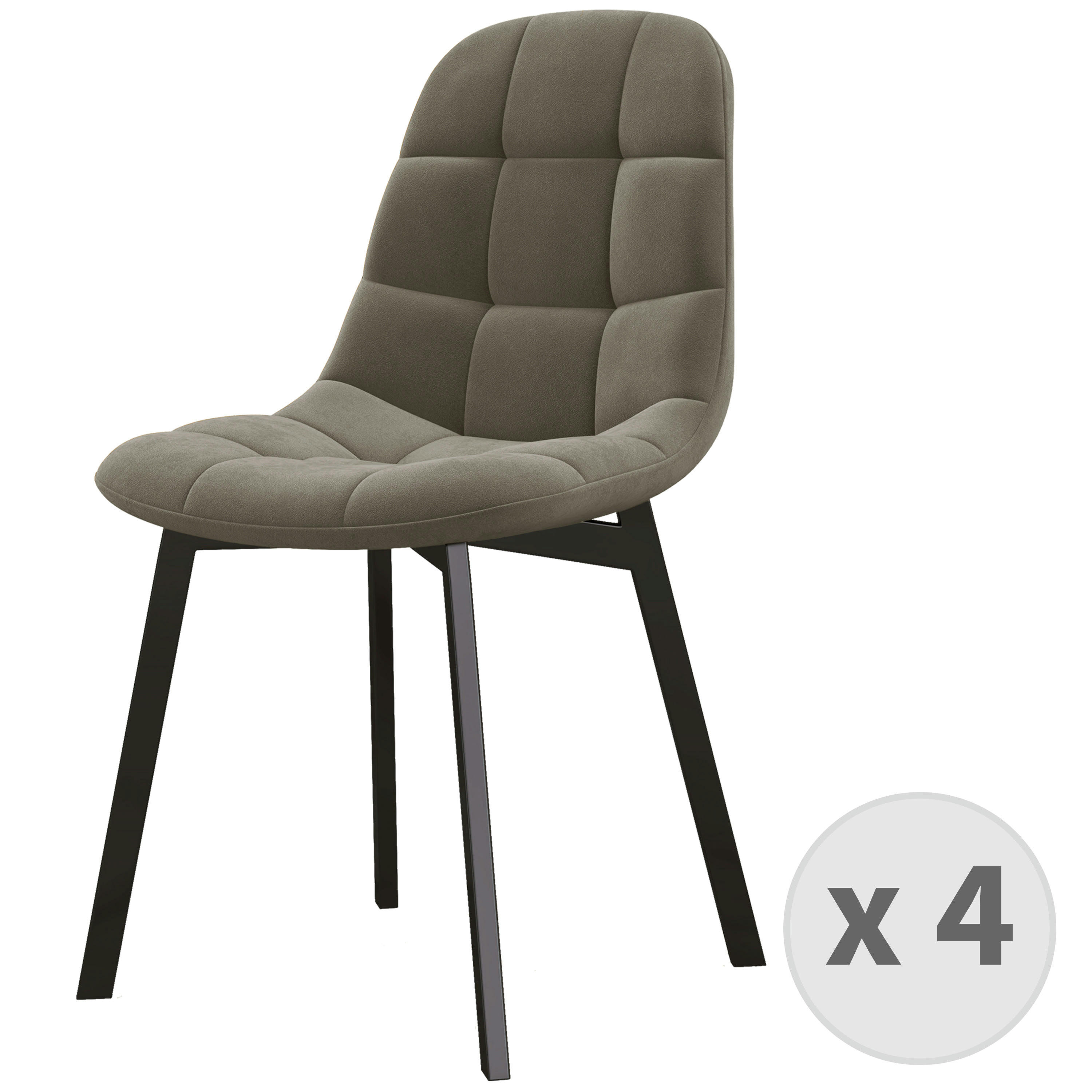 STELLIA - Chaise en Velours Taupe et métal noir (x4)