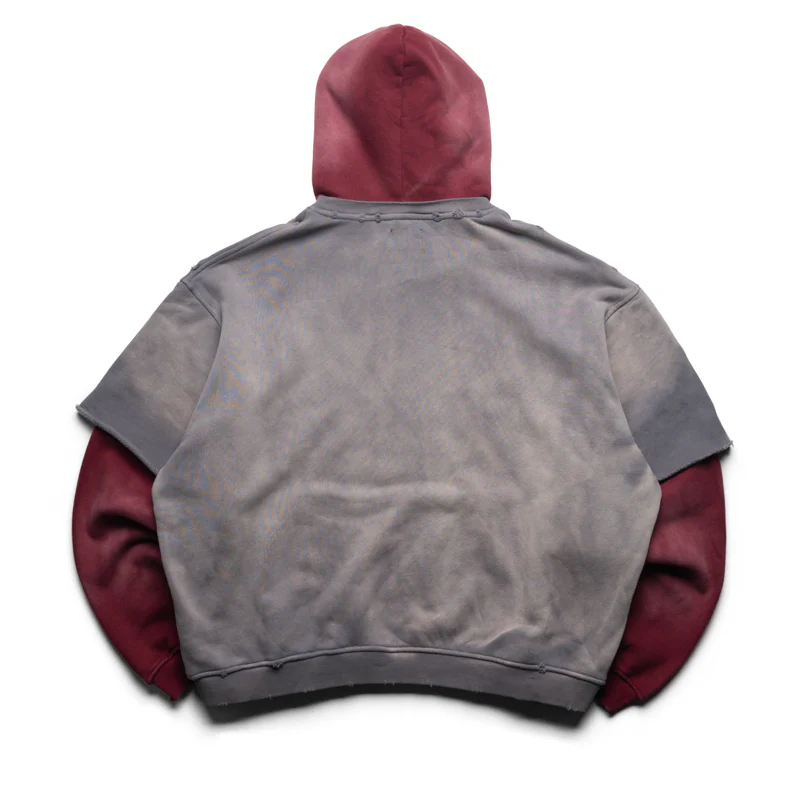 Diet Starts Monday Double Layer Hoodie - Washed Black/Maroon