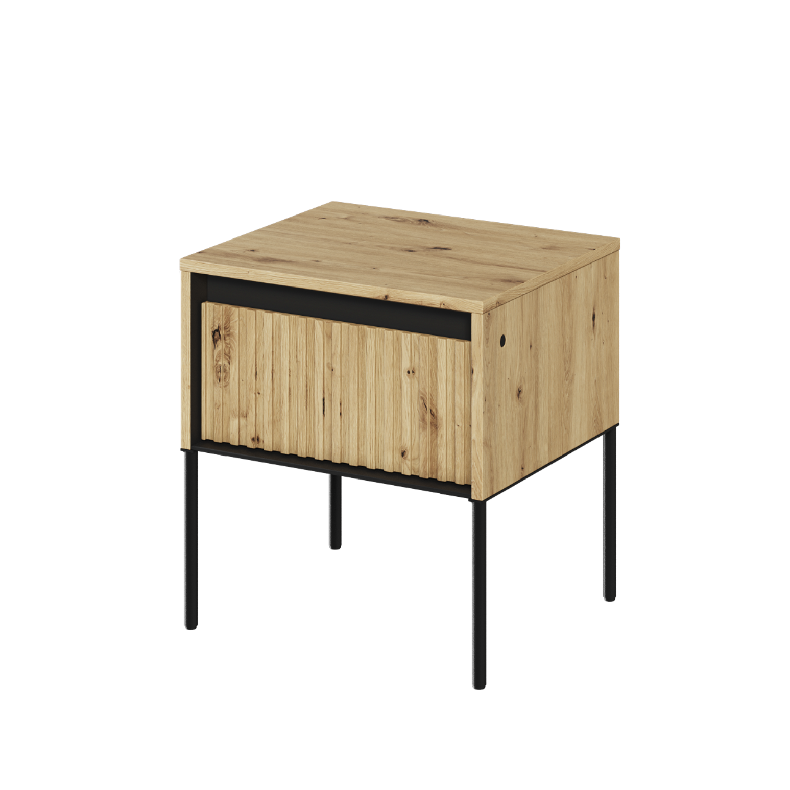 Stolik nocny TREND dąb artisan z frezowaną szufladą z oświetleniem LED