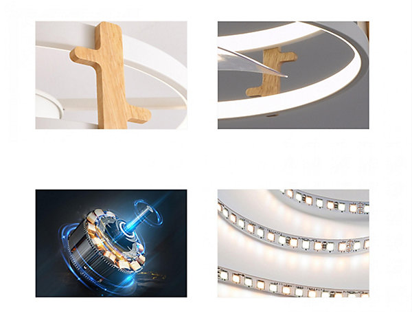 Lampe à ventilateur LED avec détails en bois