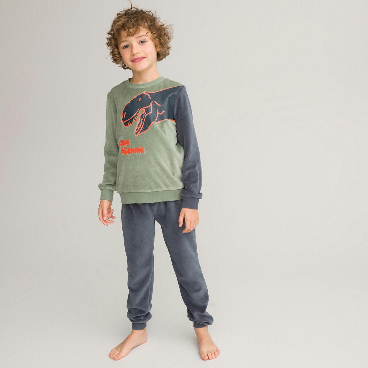 Pyjama velours, motif dinosaure