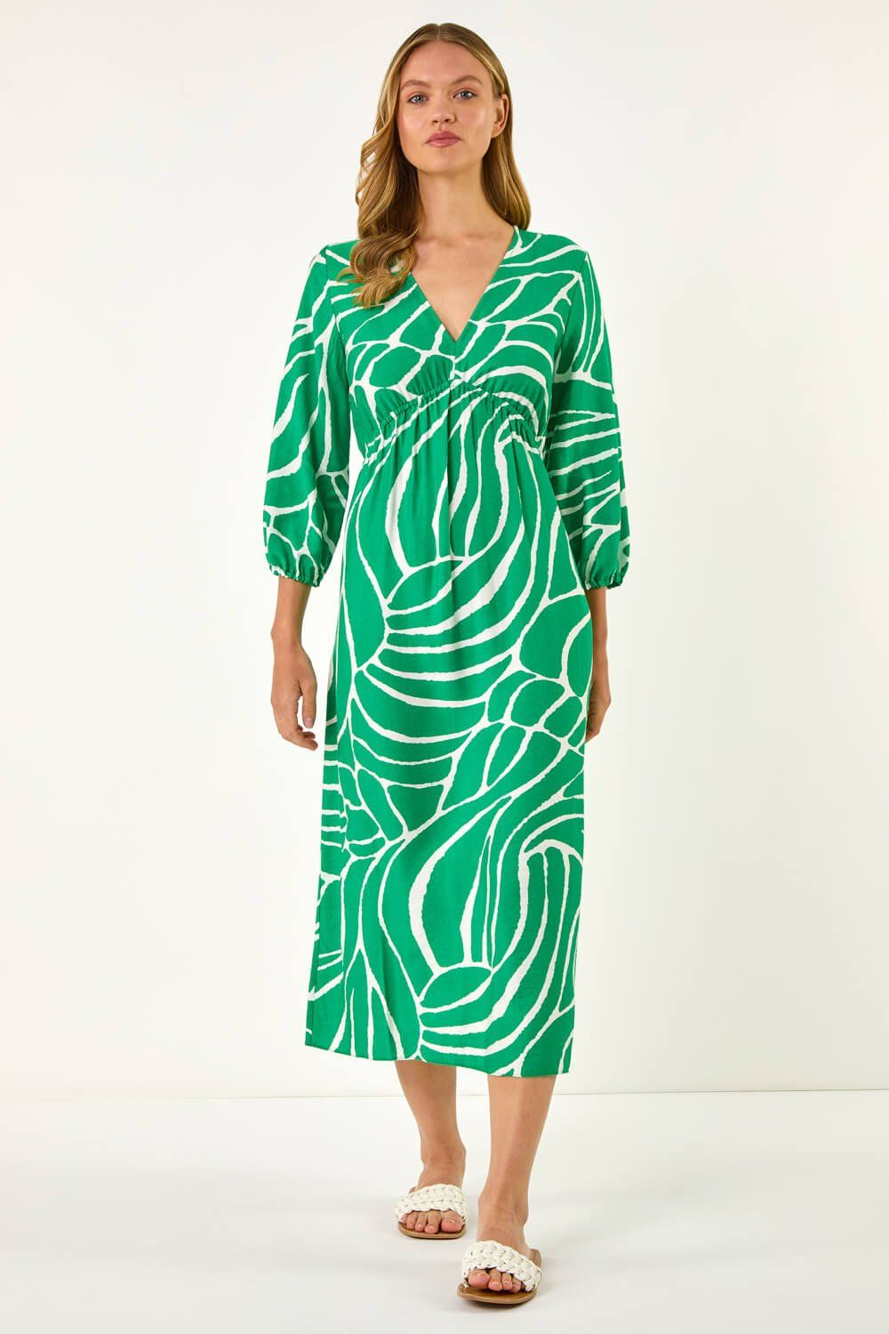 Roman Abstract Geometric Midi Dress