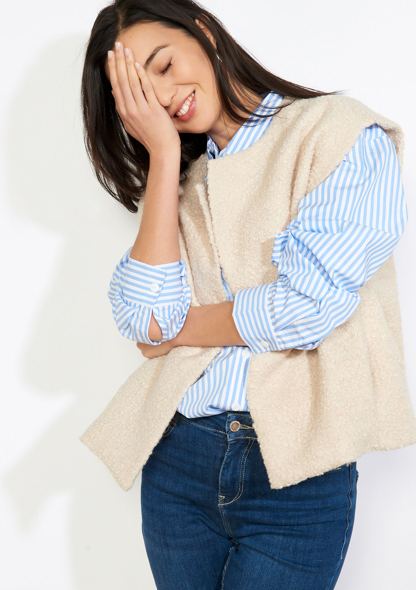 Mouwloos vest met structuur