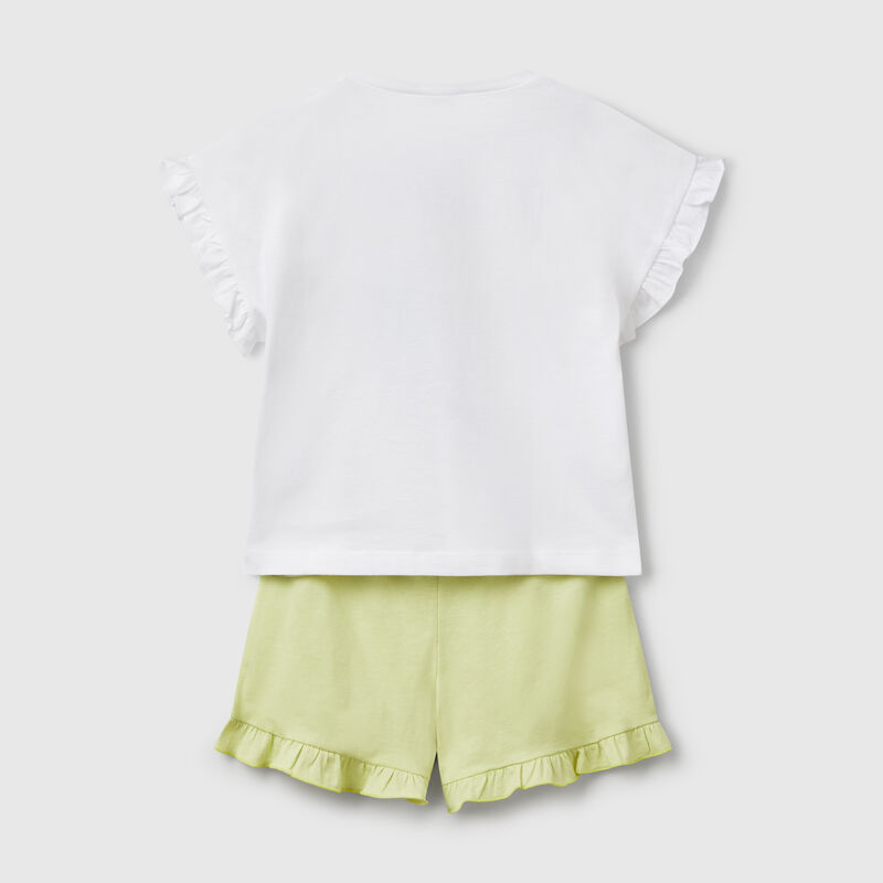 Pajamas with print and rouches