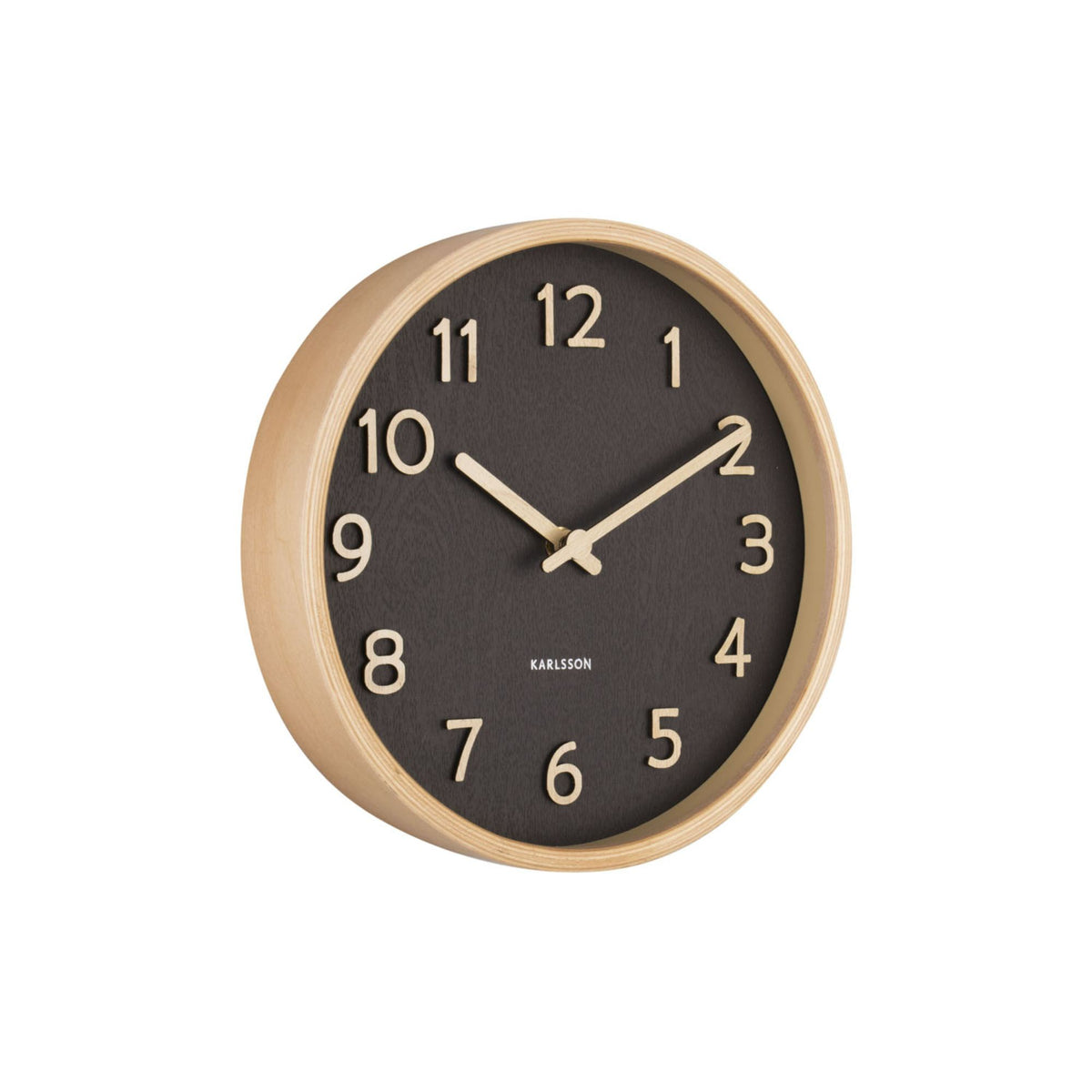 Karlsson wandklok Pure Wood - zwart - Ø22cm