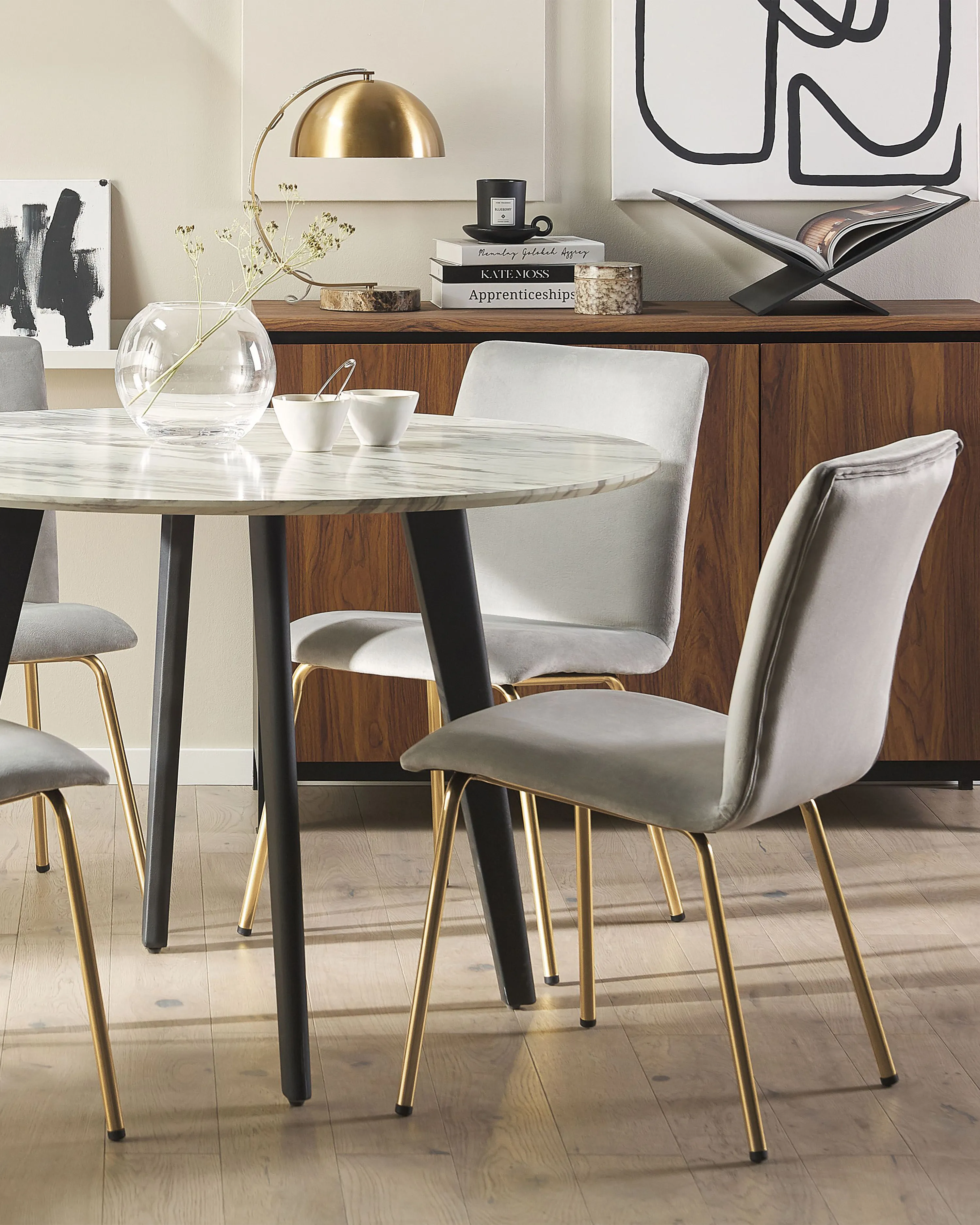 Set of 2 Dining Chairs RUBIO Velvet Grey