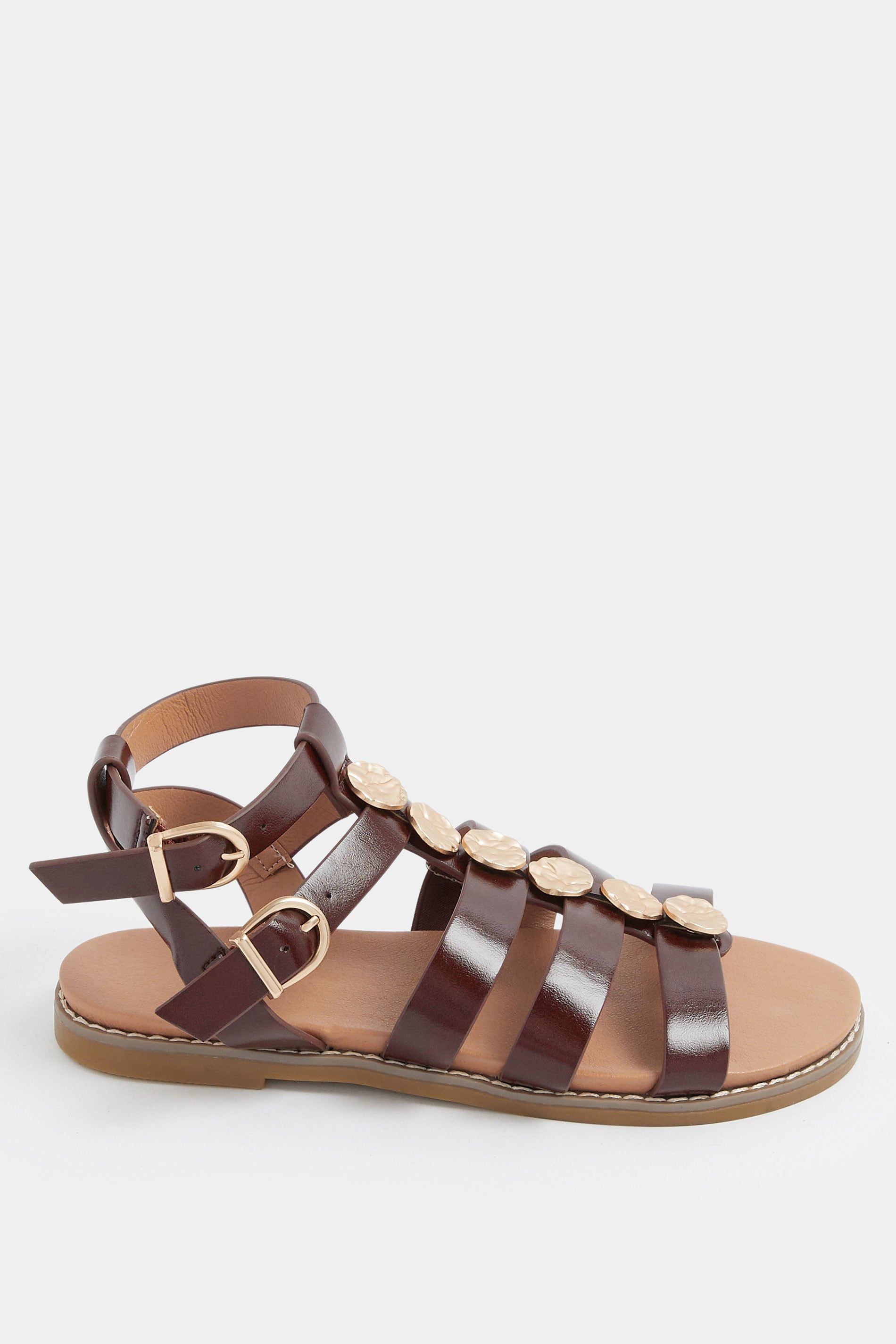Yours Gladiator Sandals In Wide E Fit