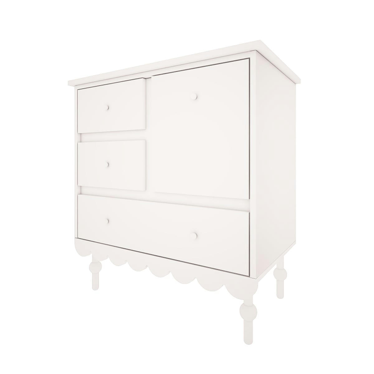 BABUSHKA - Commode 3 tiroirs 1 porte blanc