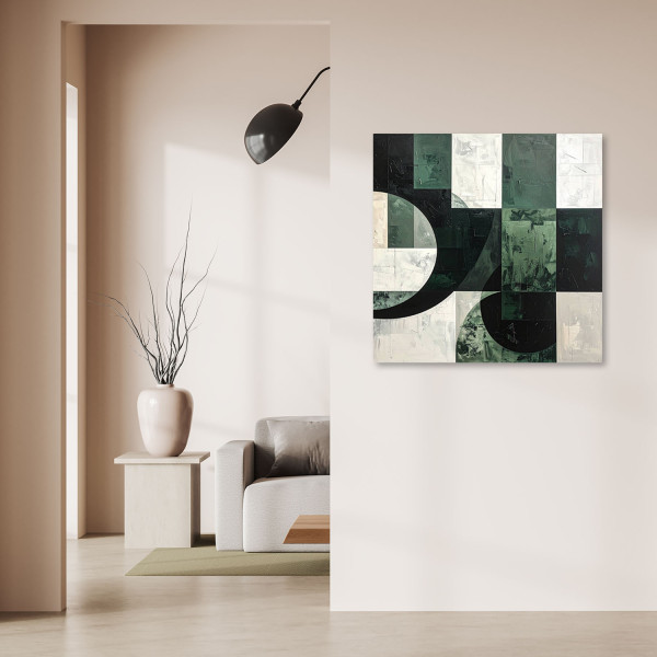 Obraz do salonu sypialni biura loftu, Zielona geometryczna 20x20
