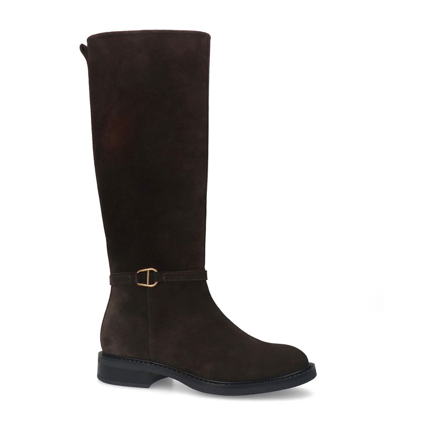 Manfield Bruine suède hoge laarzen