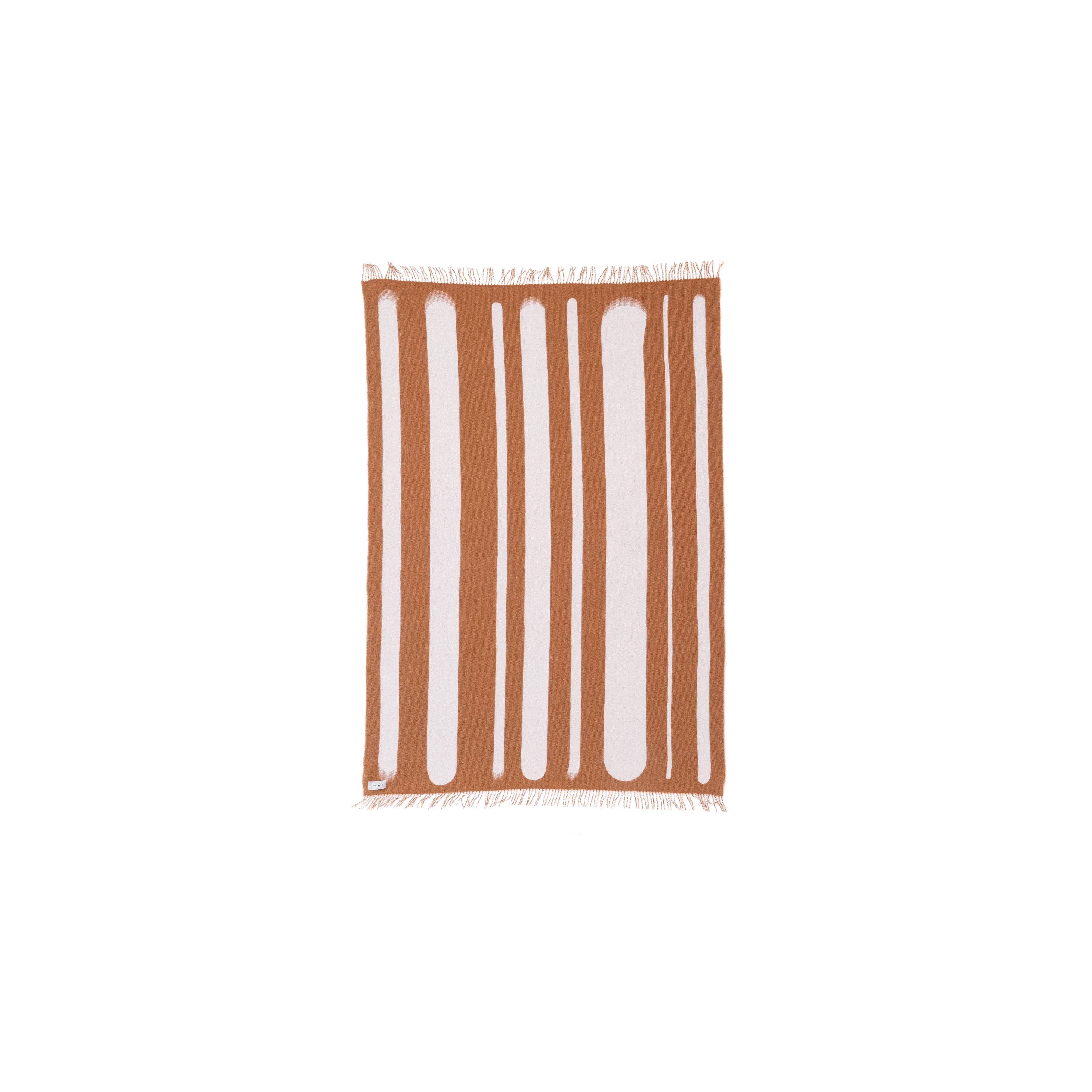 Tan and Milk Throw Blanket - Bold Brush Stripe Design