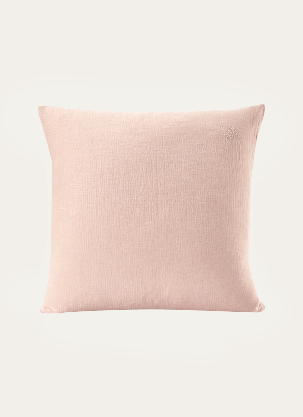 TAIE ENFANT EN GAZE DE COTON BRODERIE FEUILLE ROSE