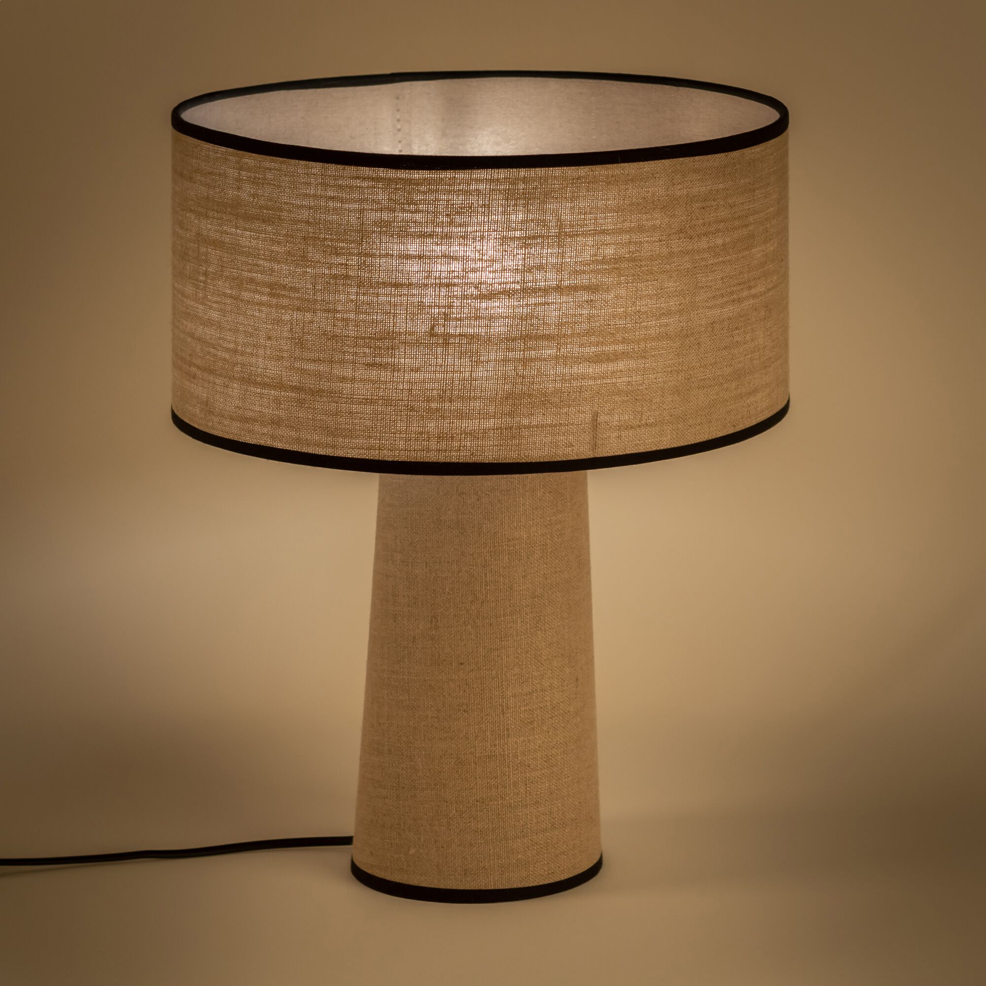TINEL - Lampe en lin calandré - naturel H40cm
