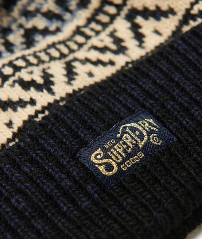 Patterned Knitted Beanie Hat