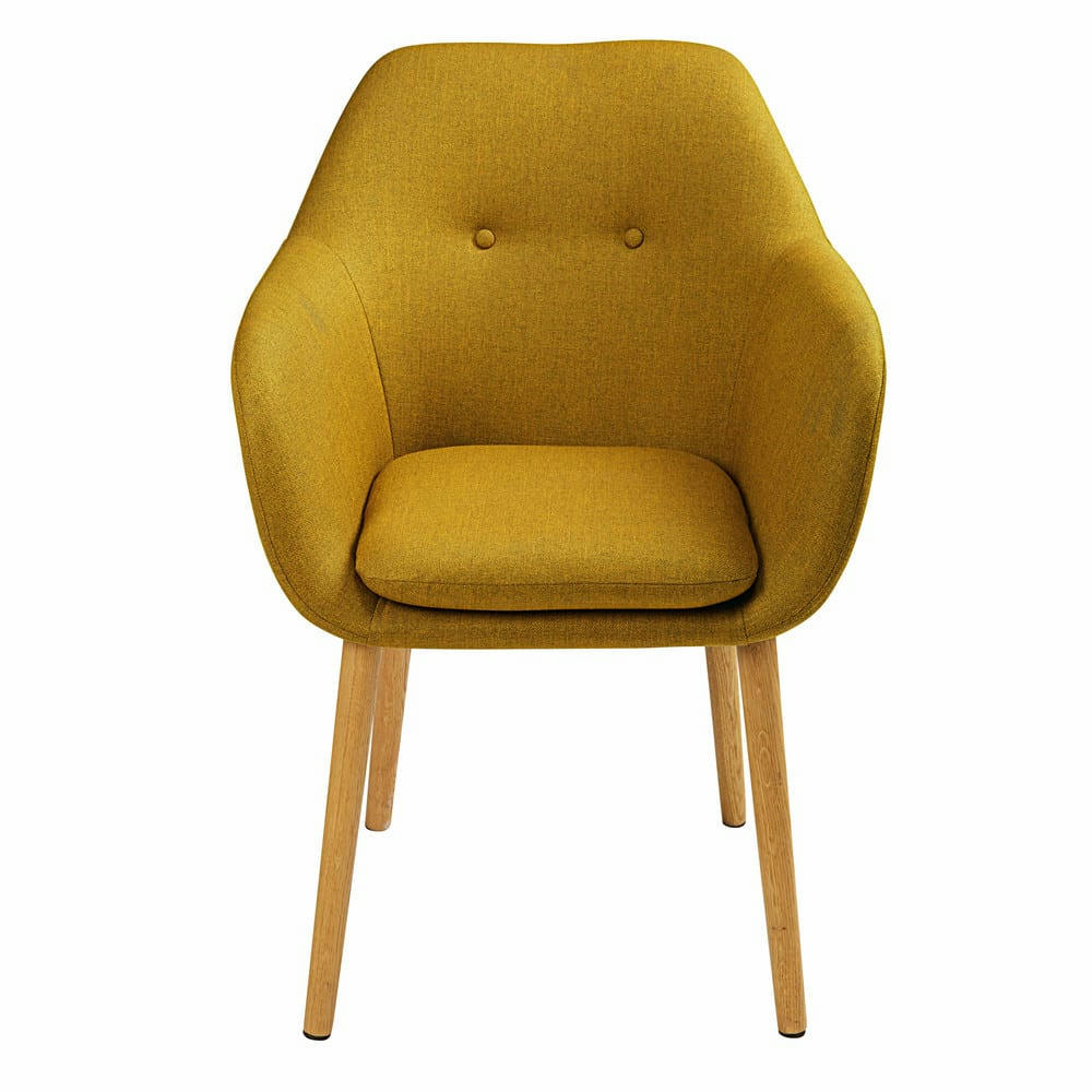 Arnold - Fauteuil de table vintage jaune olive