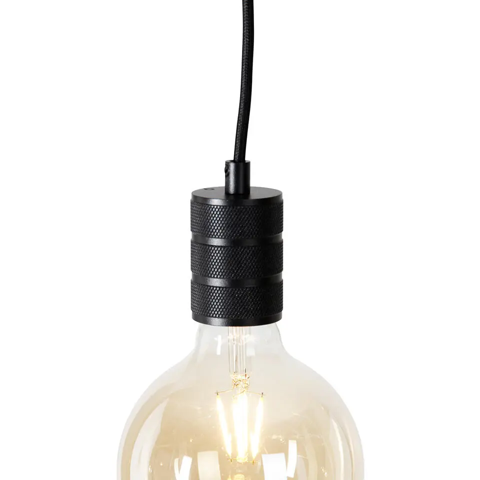 Qazqa railverlichting set iconic cavalux zwart e27