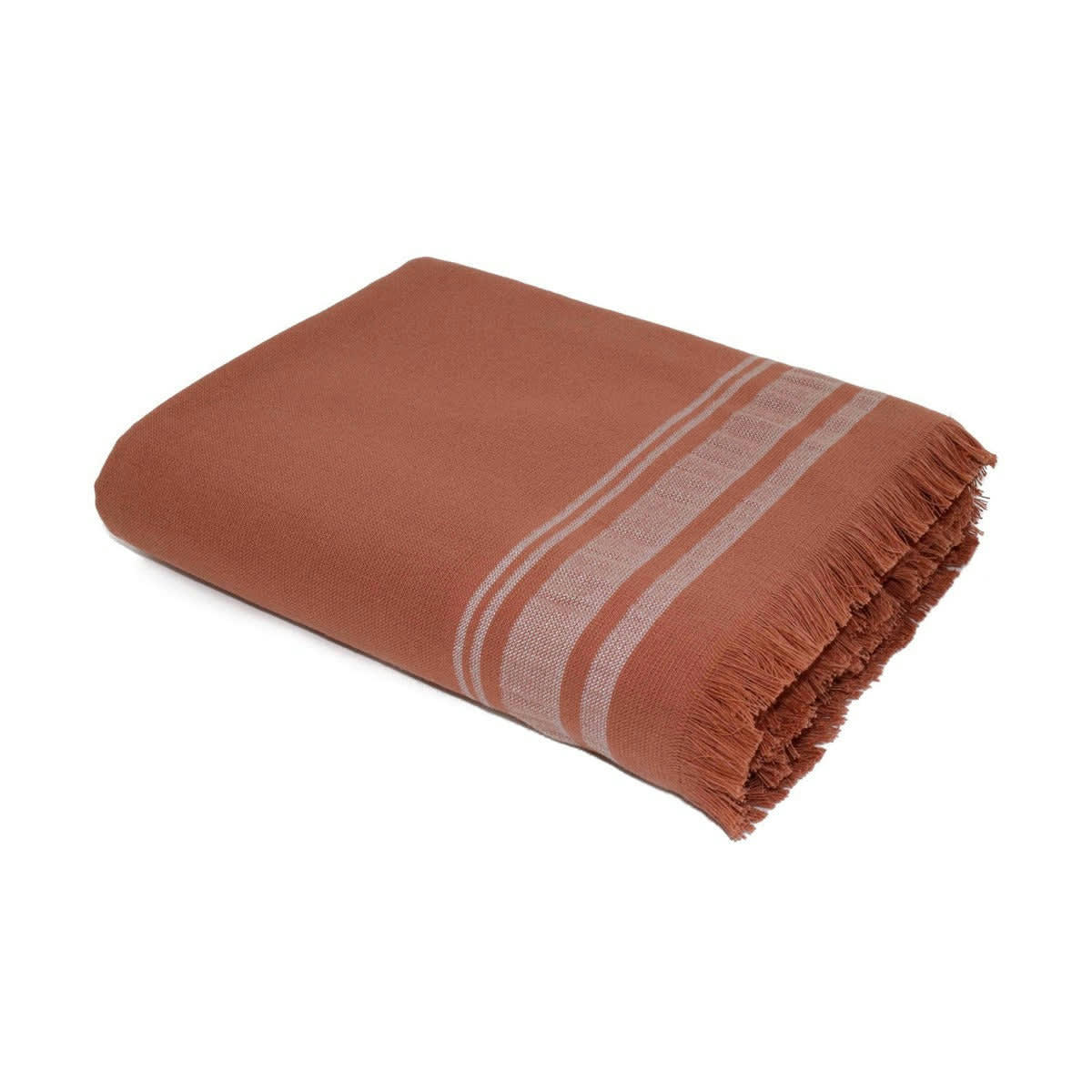FARO - Fouta éponge coton  100x180 rose argile / grège