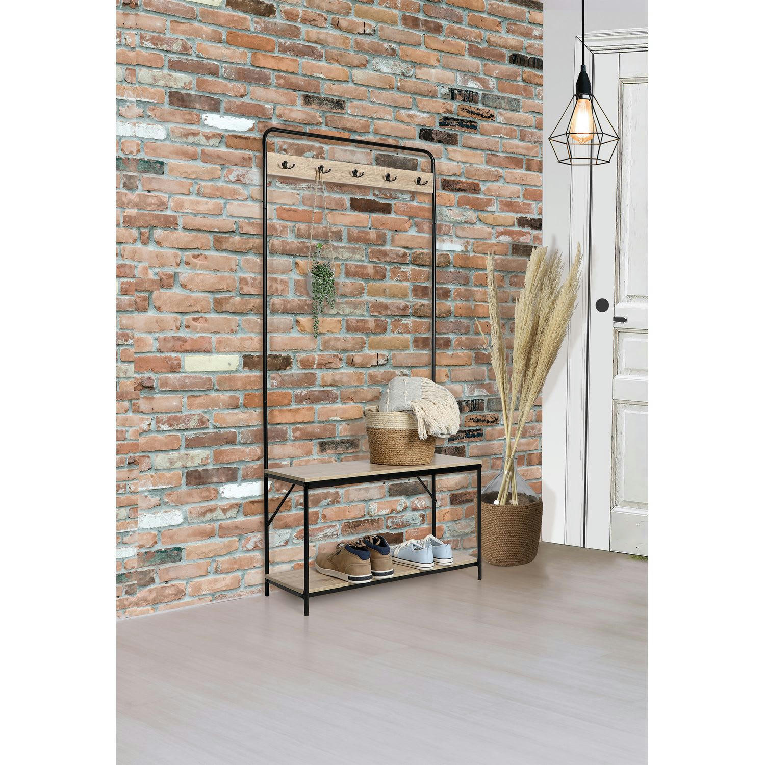 FRIENDS - Porte-manteau en mdf et métal 5 accroches beige