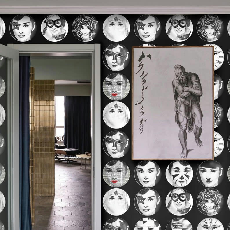 VINTAGE - Papier Peint Plat Décoratif en Noir 250x200 cm