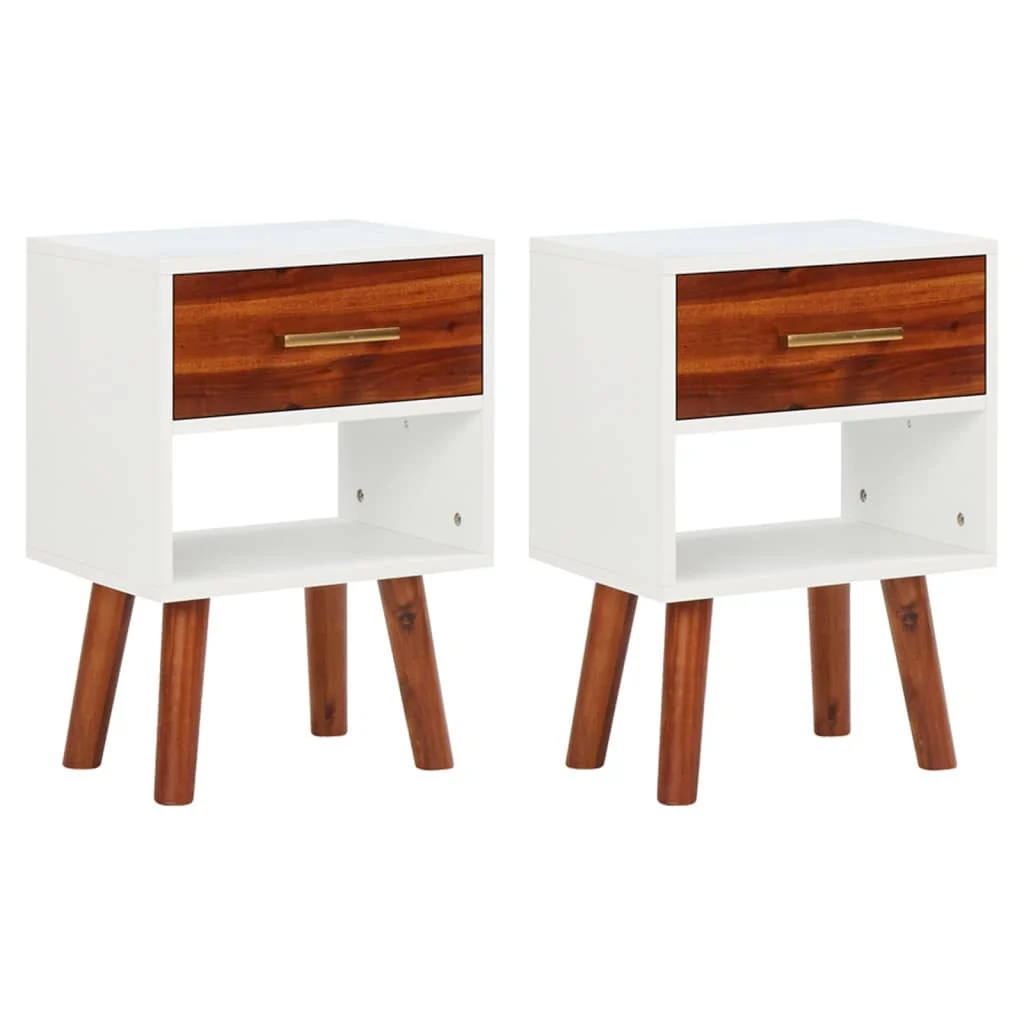 2x Szafka Nocna Stolik Komoda Biała z Szufladą Do Sypialni 40x30x57 cm