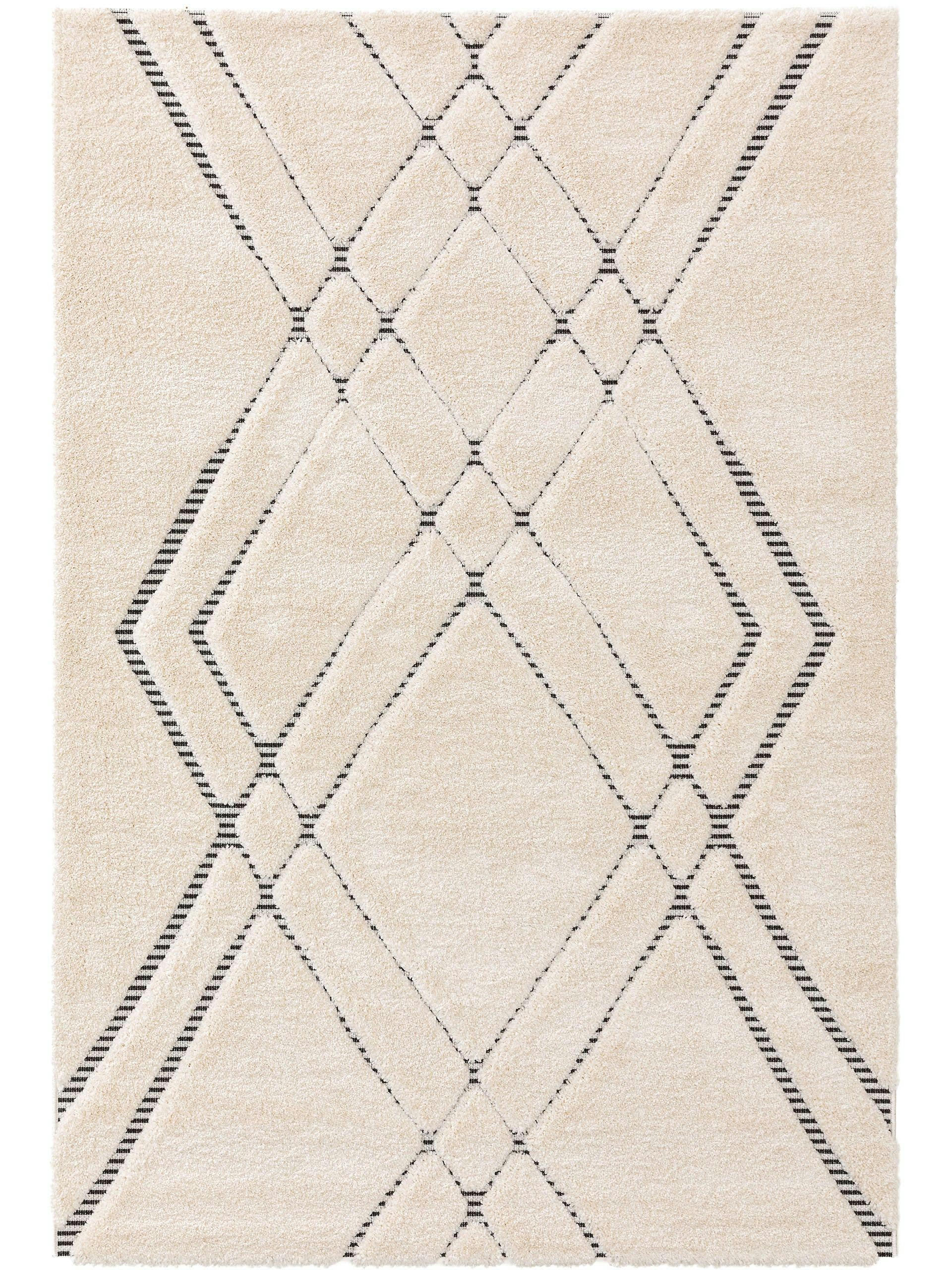 AIMEE - Tapis à poils longs crème/anthracite 120x170