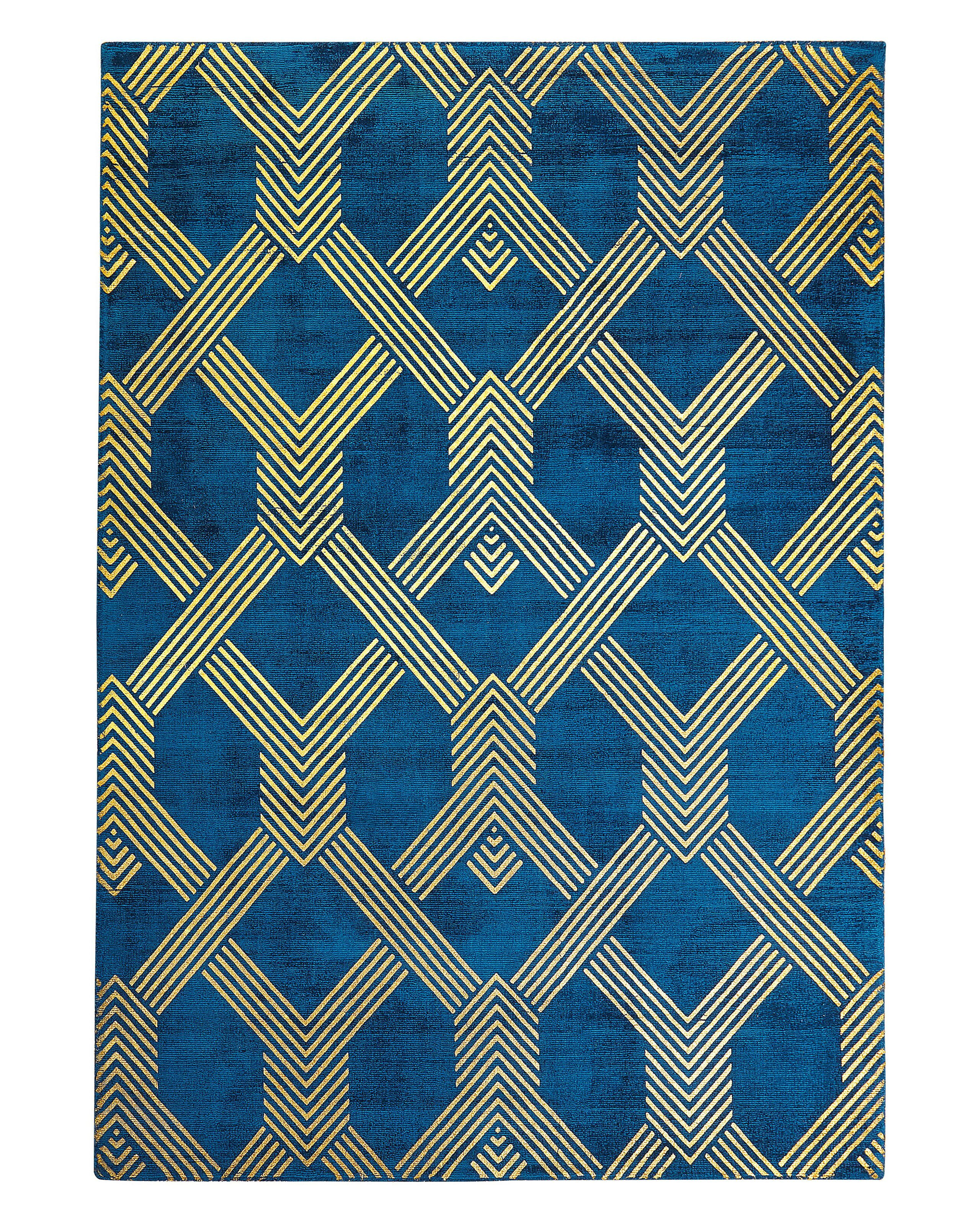Dywan z wiskozy 140x200 cm niebieski złoty