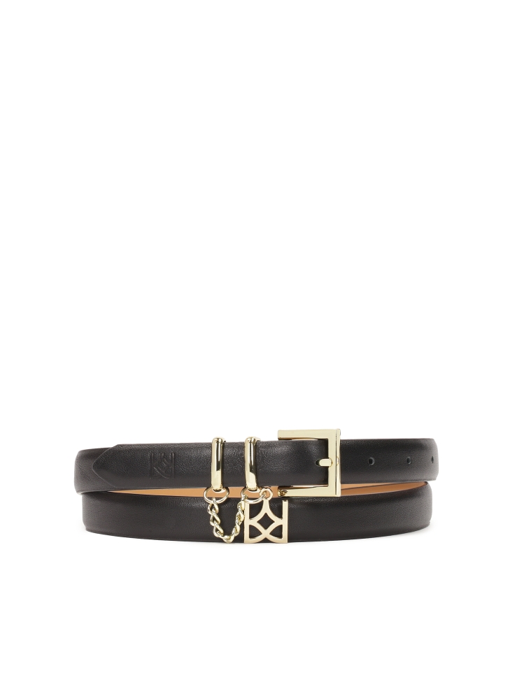 Tasteful slim belt with chain and monogram KAZAR