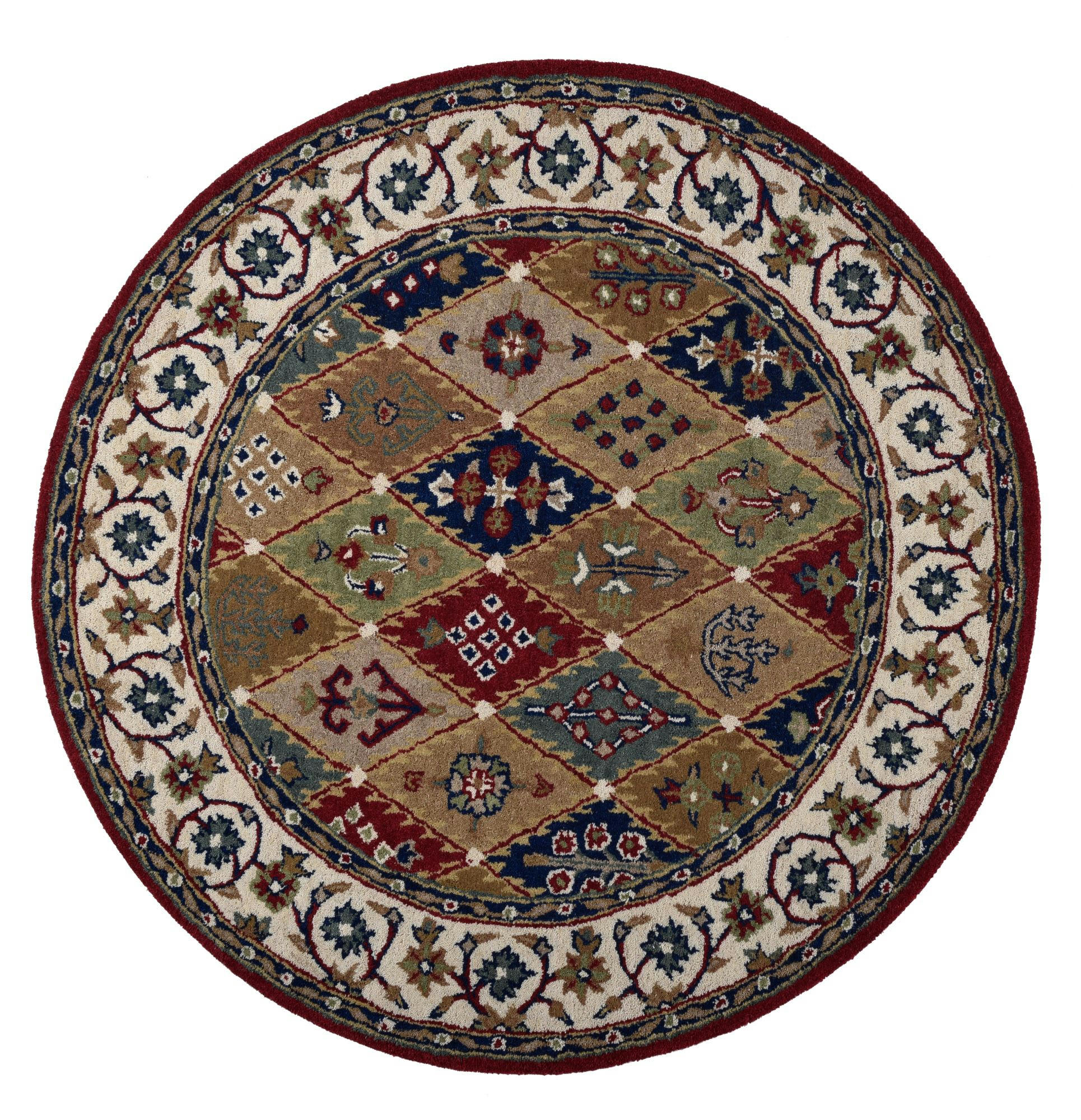 ROYAL ZIEGLER - Tapis d'orient classique en laine naturelle rouge multicolore 100x100