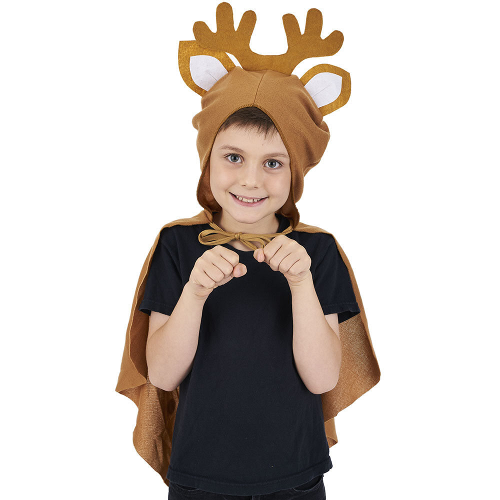 Déguisement enfant cerf cape avec capuche oreille et bois